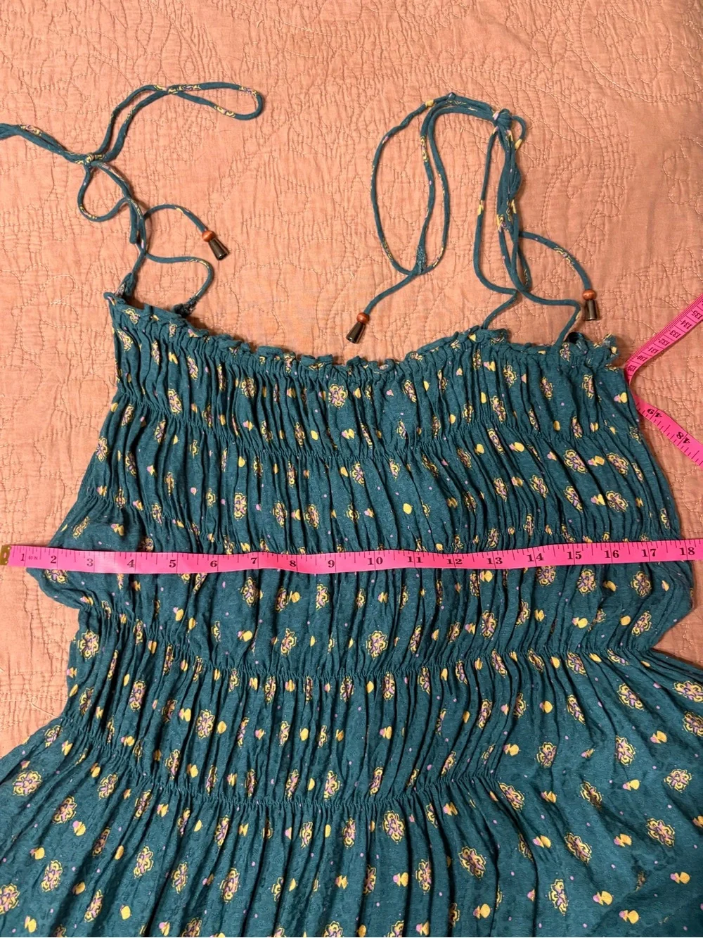 Free People Clementina Asymmetrical Mini Dress Teal Blue size Large Oversized